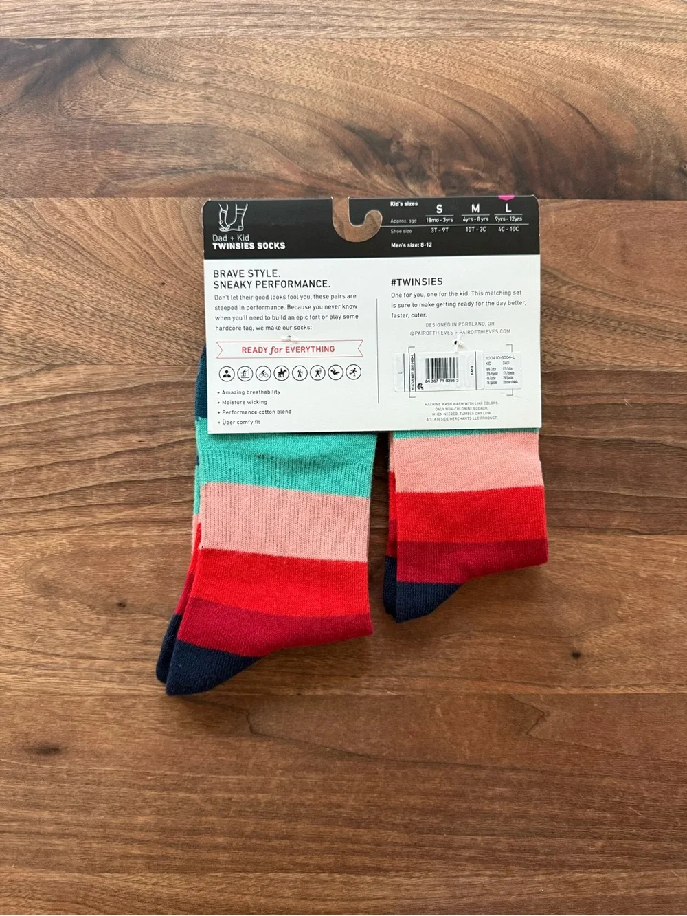 Pair of Thieves Stripe Socks Twinsie Dad & Kid Crew Men & Large Kids - New
